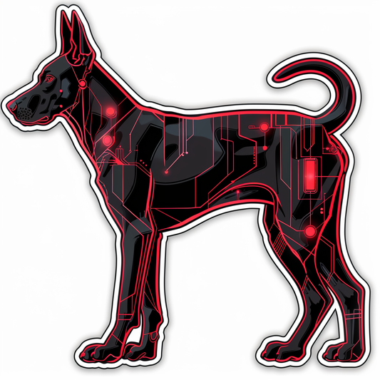 Doberman Pinscher Dog cyber punk Expressive surreal Vinyl Decal Sticker for Car, Laptop, Tumbler and more # F019453-4" x 4"
