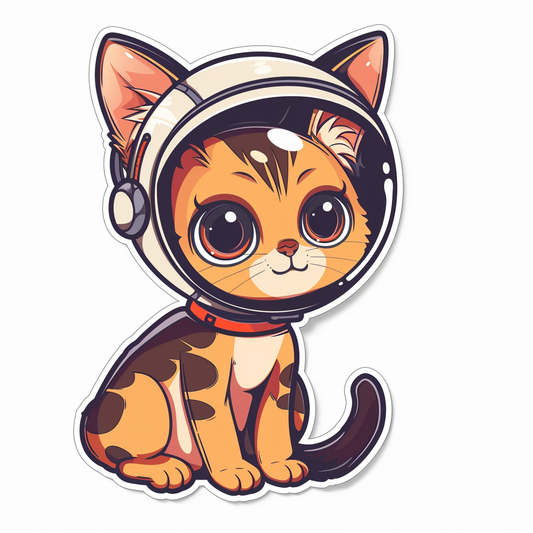 Abyssinian Cat astronaut majestic Expressive surreal Vinyl Decal Sticker for Car, Laptop, Tumbler and more # F021326-4" x 4"