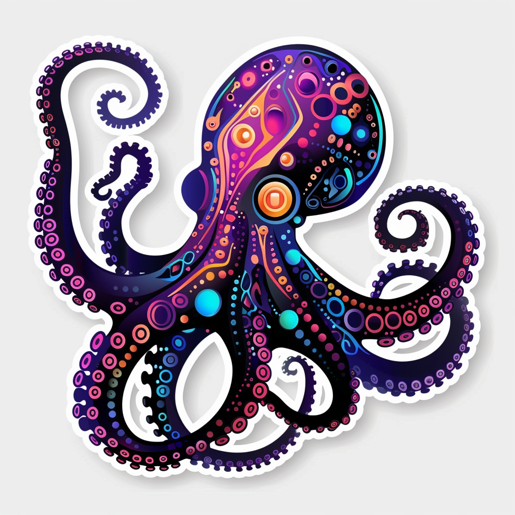 Sticker of a Octopus cyber punk majestic Expressive surreal Vinyl Decal Sticker for Car, Laptop, Tumbler and more # F015613