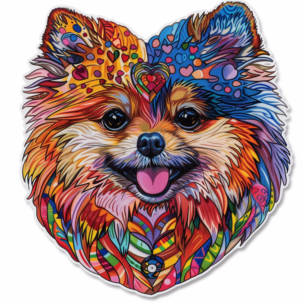 Sticker of a Pomeranian Dog majestic Expressive surreal Heartcore Vinyl Decal Sticker for Car, Laptop, Tumbler and more # F014102