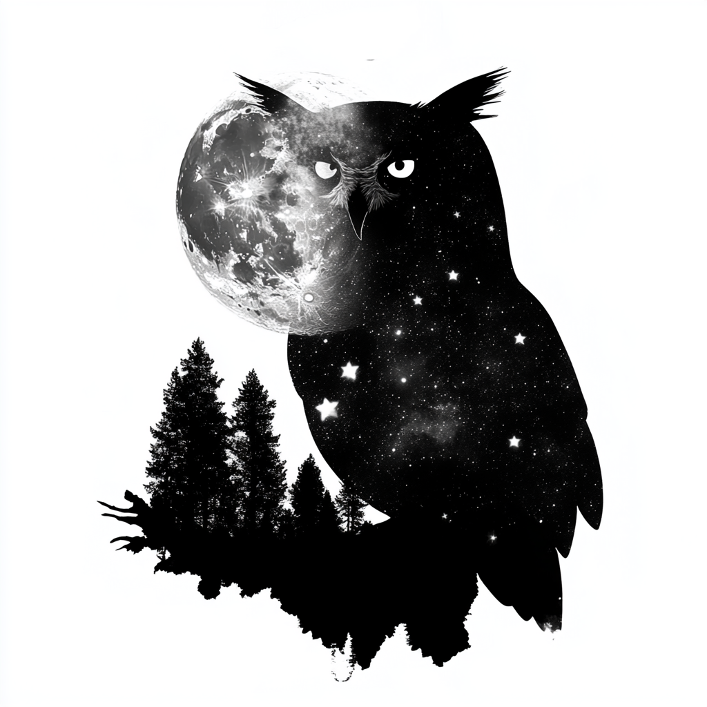 Owl Moon and Stars Vinyl Decal Sticker for Car, Laptop, Tumbler and more # F025758