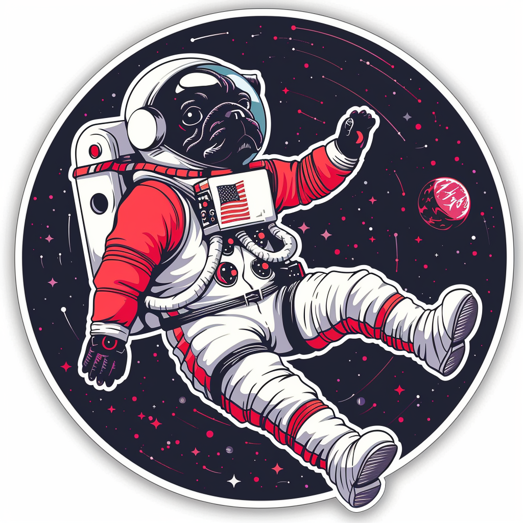 Bulldog Dog astronaut majestic Expressive surreal Vinyl Decal Sticker for Car, Laptop, Tumbler and more # F017302