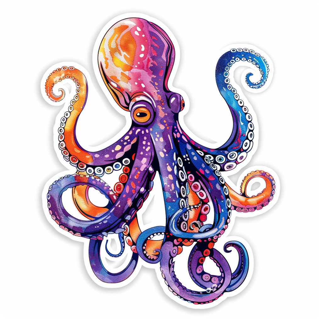 Sticker of an Octopus astronaut majestic Expressive surreal Vinyl Decal Sticker for Car, Laptop, Tumbler and more # F015650