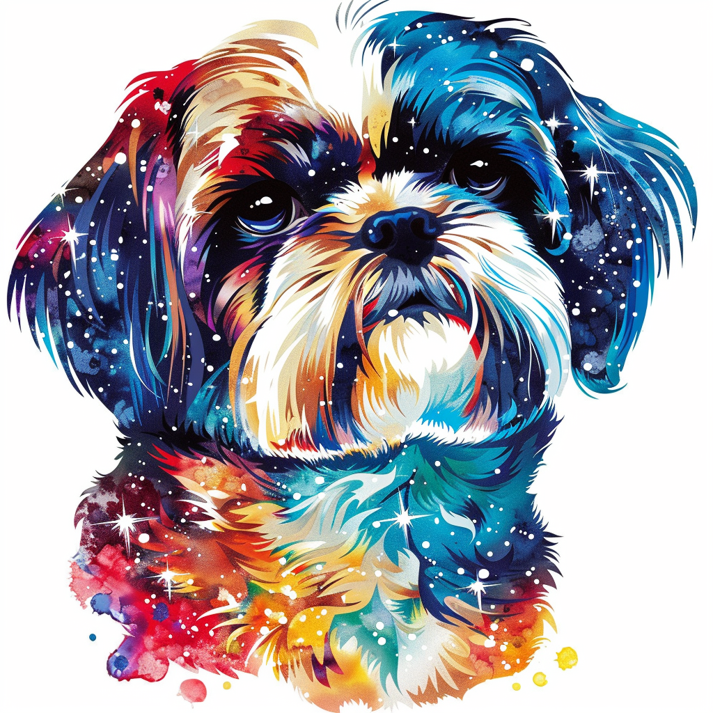 Adorable Shih Tzu Dog Expressive surreal Vinyl Decal Sticker for Car, Laptop, Tumbler and more # F018261