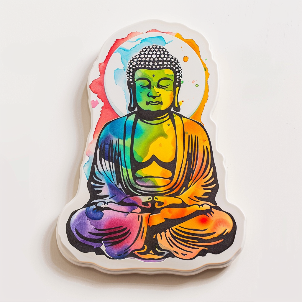 Buddha cartoon majestic Expressive surreal Vinyl Decal Sticker for Car, Laptop, Tumbler and more # F017109
