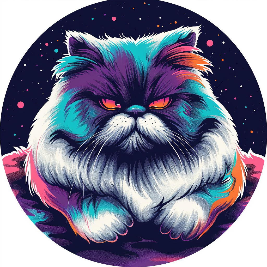 Persian Cat Expressive surreal Vinyl Decal Sticker for Car, Laptop, Tumbler and more # F016478