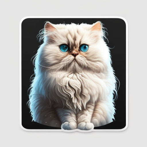 Persian cat with a thick fluffy white Expressive surreal Vinyl Decal Sticker for Car, Laptop, Tumbler and more # F016585