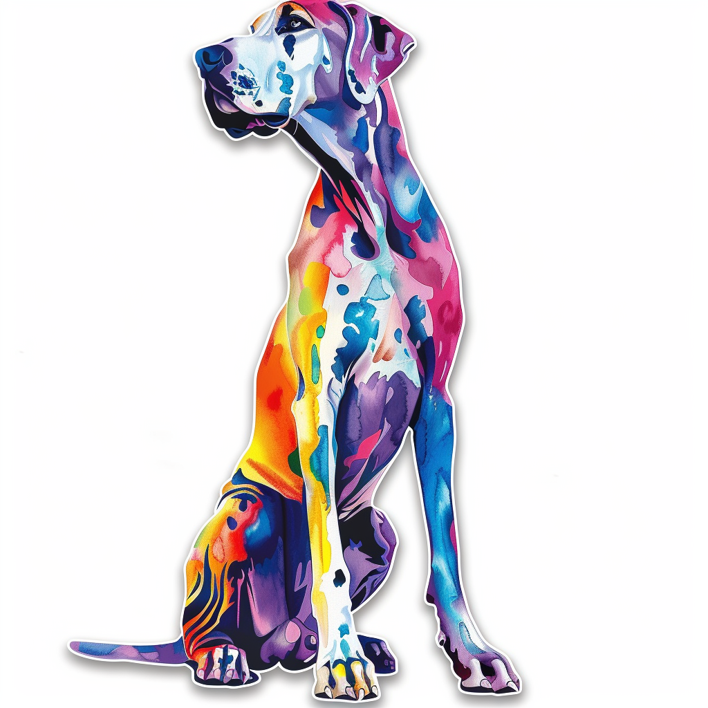 Adorable Great Dane Dog Expressive surreal Vinyl Decal Sticker for Car, Laptop, Tumbler and more # F017890