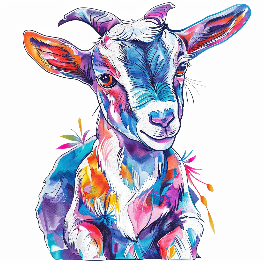 Goat majestic Expressive surreal Vinyl Decal Sticker for Car, Laptop, Tumbler and more # F020595-4" x 4"