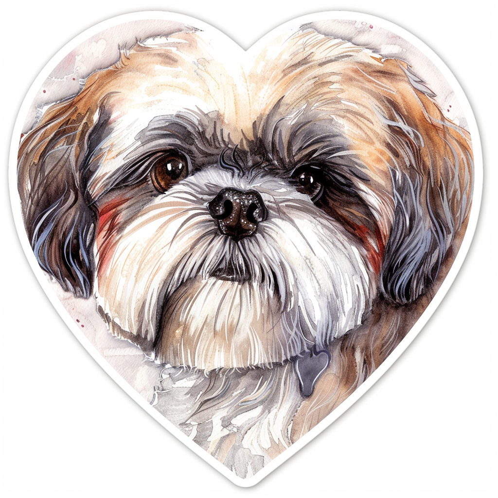 Adorable Shih Tzu Dog Expressive surreal Vinyl Decal Sticker for Car, Laptop, Tumbler and more # F018230