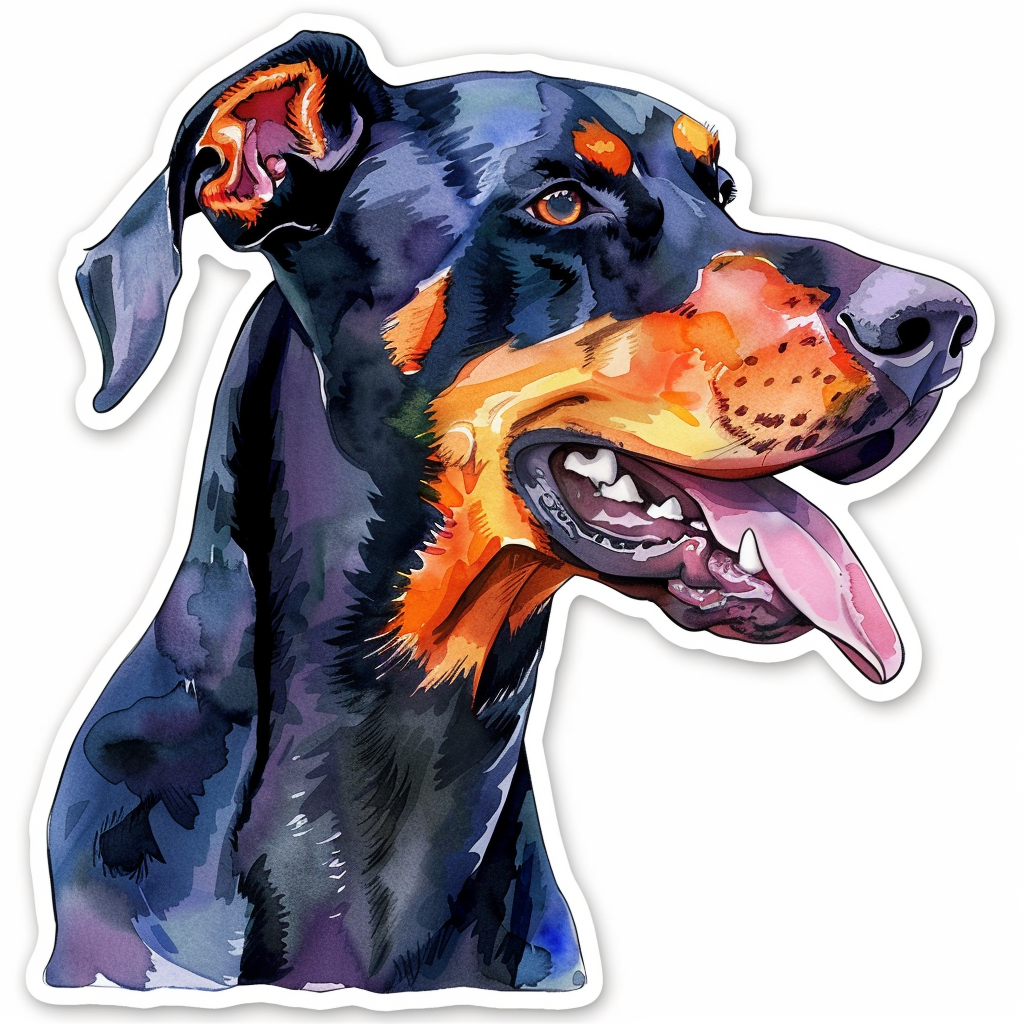 Cute and Adorable Doberman Pinscher Expressive surreal Vinyl Decal Sticker for Car, Laptop, Tumbler and more # F019430-4" x 4"