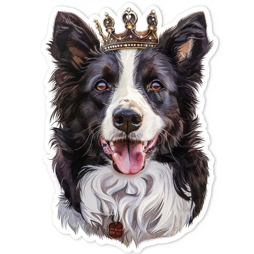 Border Collie Dog majestic Expressive surreal Vinyl Decal Sticker for Car, Laptop, Tumbler and more # F021740-4" x 4"