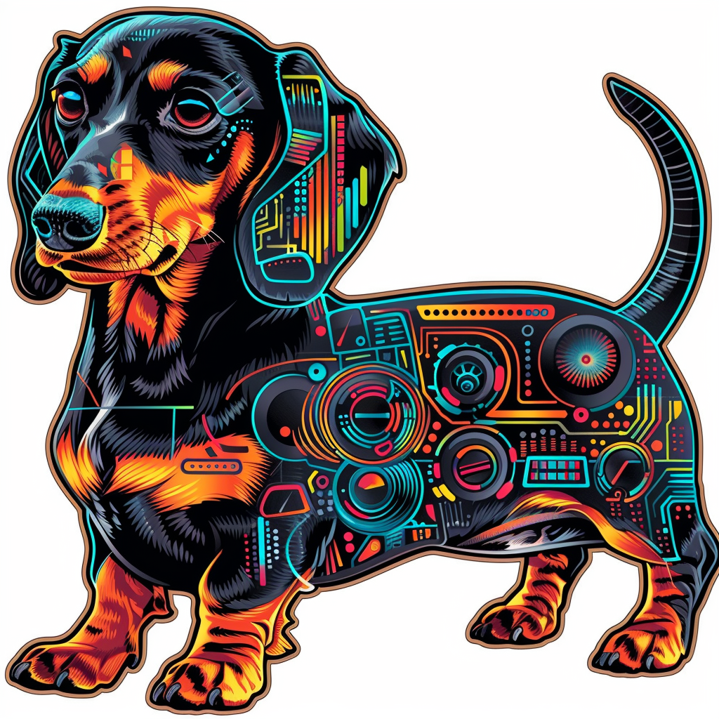 Dachshund Dog cyber punk Vinyl Decal Sticker for Car, Laptop, Tumbler and more # F012852