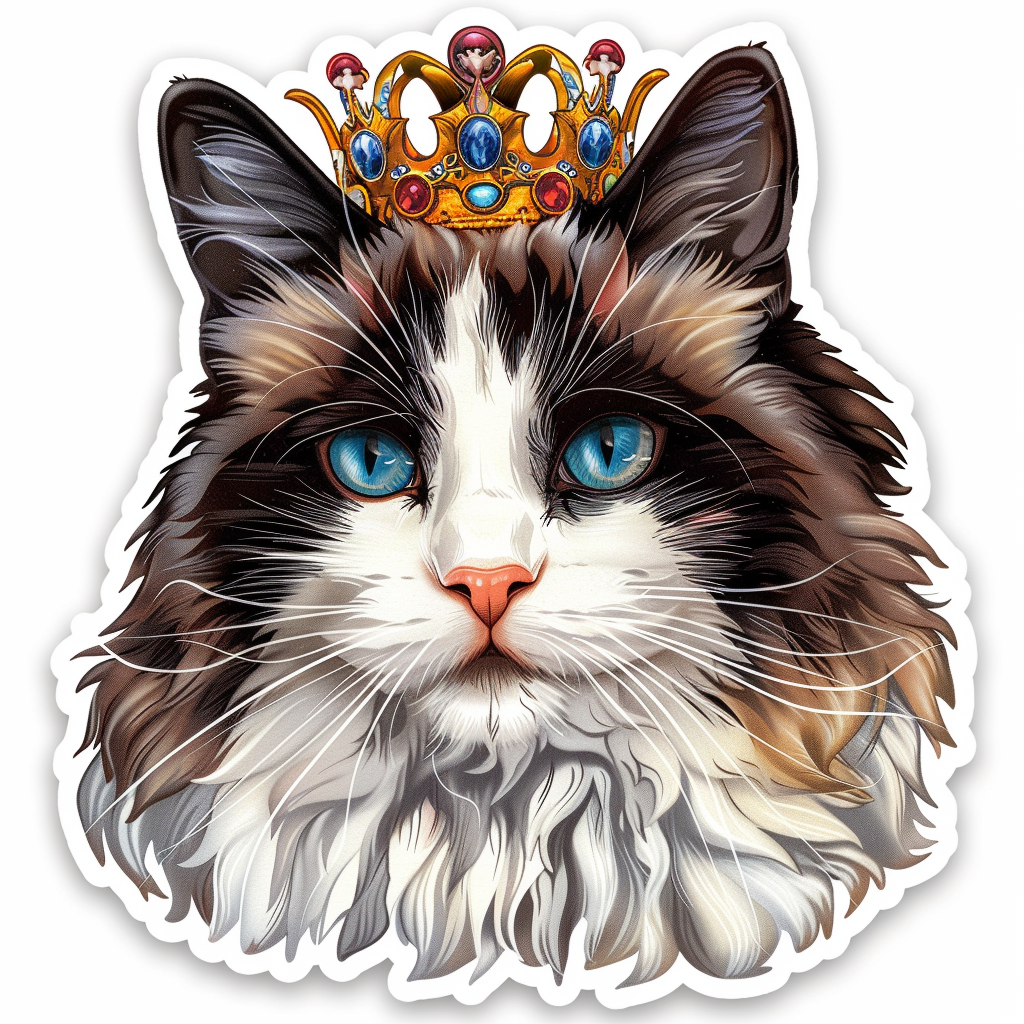 Ragdoll Cat crowned Vinyl Decal Sticker for Car, Laptop, Tumbler and more # F010223