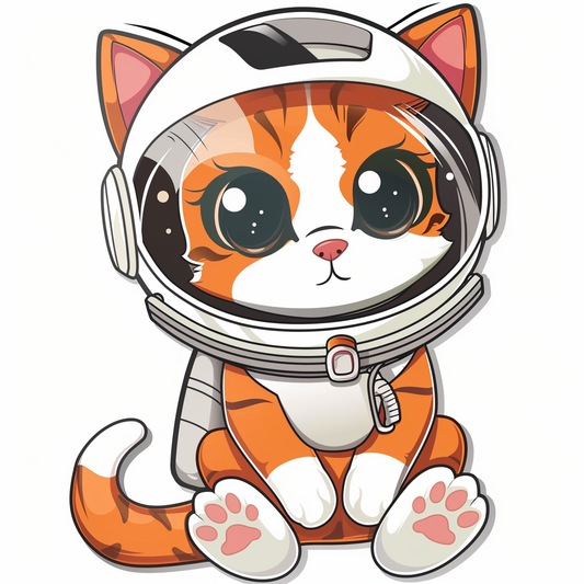 Abyssinian Cat astronaut majestic Expressive surreal Vinyl Decal Sticker for Car, Laptop, Tumbler and more # F021310-4" x 4"
