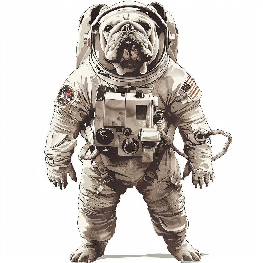 Sticker of a Bulldog Dog astronaut majestic Expressive surreal Vinyl Decal Sticker for Car, Laptop, Tumbler and more # F017293