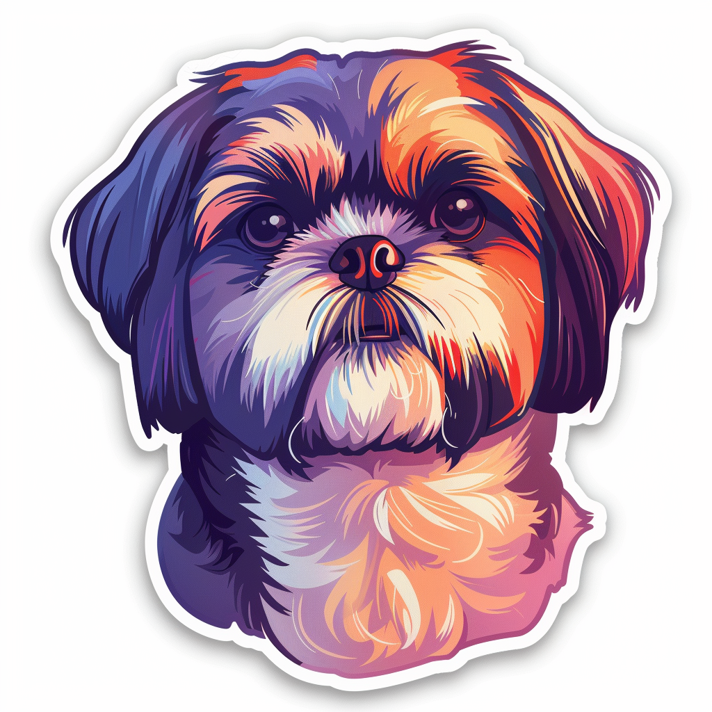 Adorable Shih Tzu Dog Expressive surreal Vinyl Decal Sticker for Car, Laptop, Tumbler and more # F018488