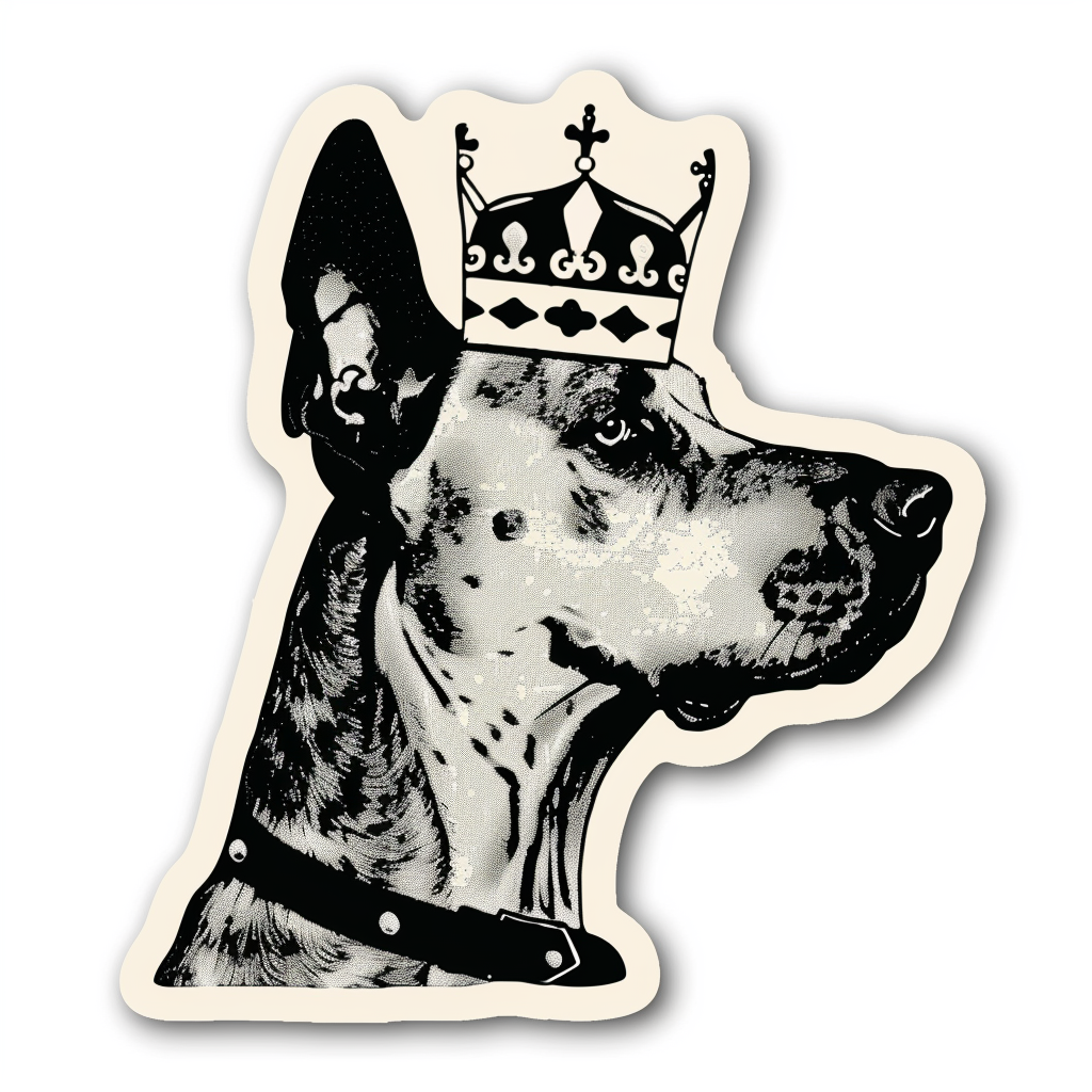 Great Dane Dog crowned majestic Expressive surreal Vinyl Decal Sticker for Car, Laptop, Tumbler and more # F017796