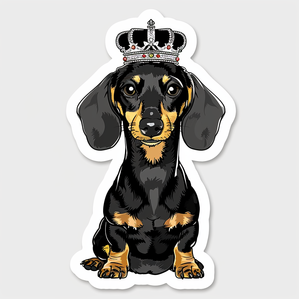 Dachshund Dog crowned Vinyl Decal Sticker for Car, Laptop, Tumbler and more # F013200