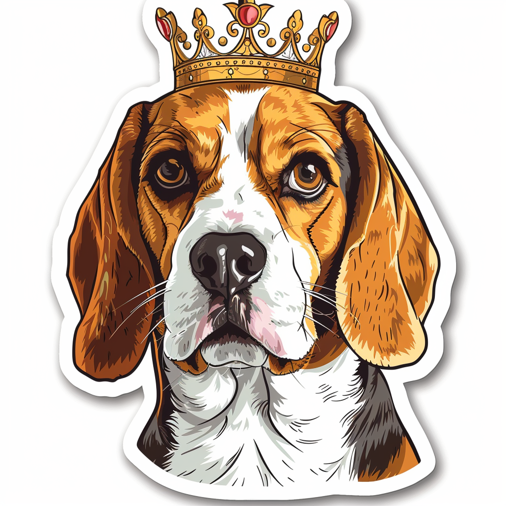 Beagle dog crowned Vinyl Decal Sticker for Car, Laptop, Tumbler and more # F011868