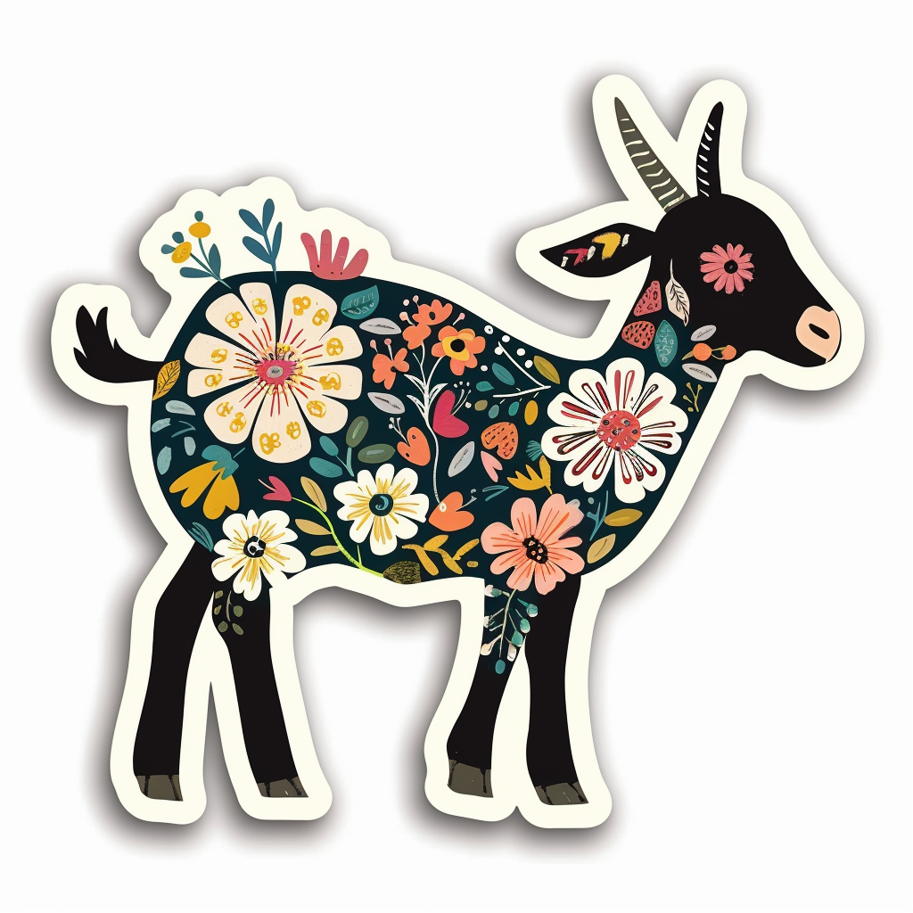 Goat majestic Expressive surreal Vinyl Decal Sticker for Car, Laptop, Tumbler and more # F020586-4" x 4"