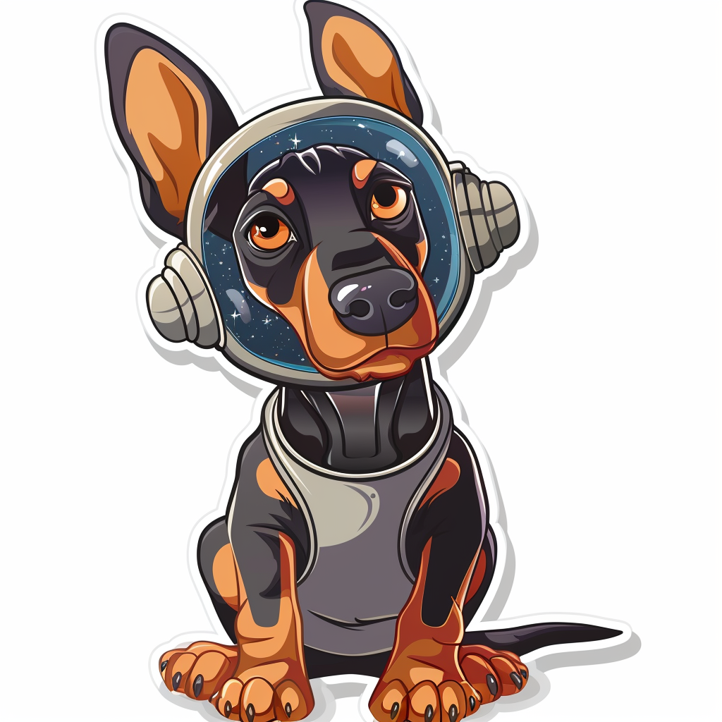 Cute and Adorable Doberman Pinscher Expressive surreal Vinyl Decal Sticker for Car, Laptop, Tumbler and more # F019642-4" x 4"