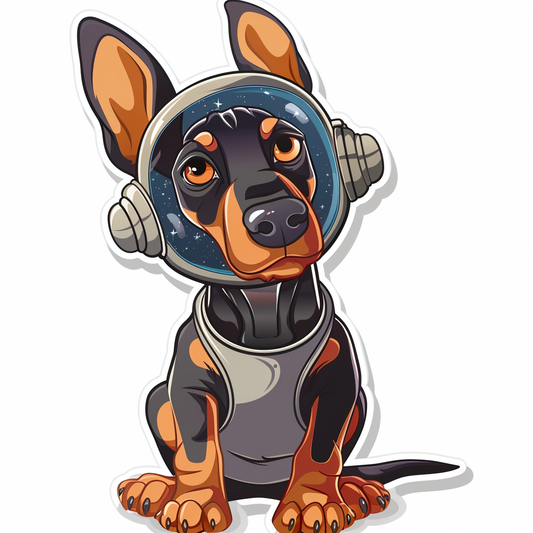 Cute and Adorable Doberman Pinscher Expressive surreal Vinyl Decal Sticker for Car, Laptop, Tumbler and more # F019642-4" x 4"