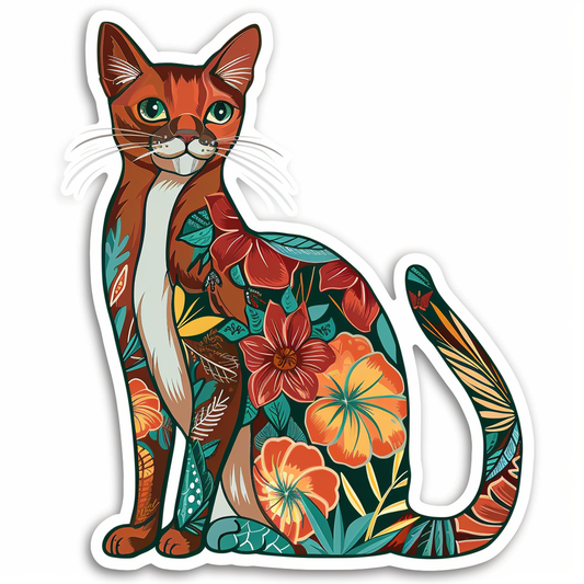 Abyssinian Cat astronaut majestic Expressive surreal Vinyl Decal Sticker for Car, Laptop, Tumbler and more # F021054-4" x 4"