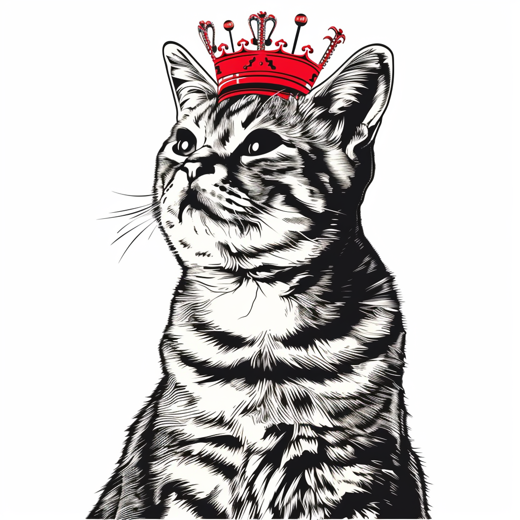 American Shorthair Cat crowned majestic Expressive surreal Vinyl Decal Sticker for Car, Laptop, Tumbler and more # F019827-4" x 4"