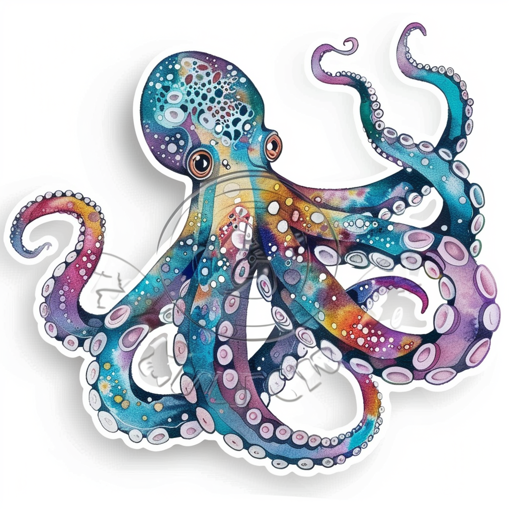 Sticker of an Octopus astronaut majestic Expressive surreal Vinyl Decal Sticker for Car, Laptop, Tumbler and more # F015687