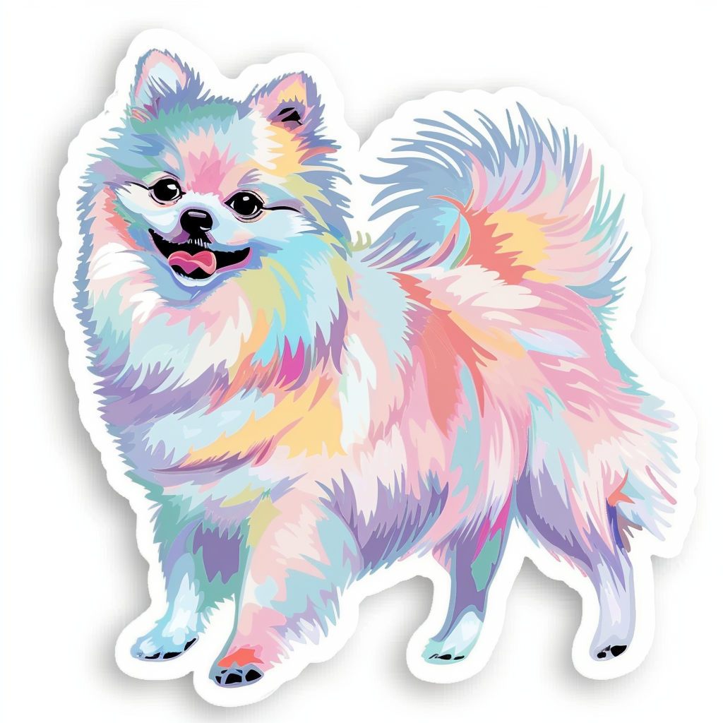 Sticker of a Pomeranian Dog majestic Expressive surreal Vinyl Decal Sticker for Car, Laptop, Tumbler and more # F013796
