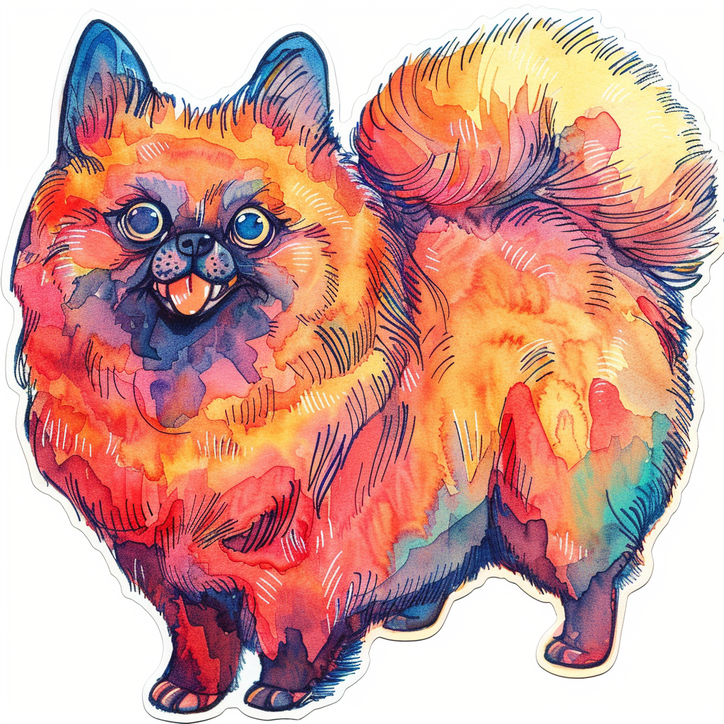 Sticker of a Pomeranian Dog majestic Expressive surreal Vinyl Decal Sticker for Car, Laptop, Tumbler and more # F013761