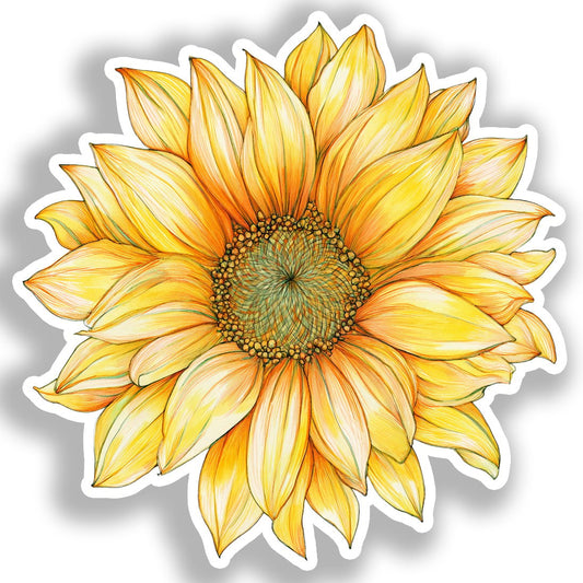 Sunflower Flower Vinyl Decal Sticker for Car, Laptop, Tumbler and more # A019048-4" x 4"