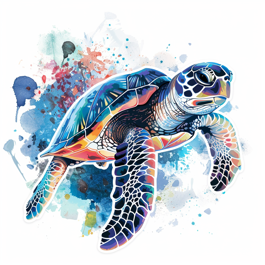 Sticker of a turtle majestic Expressive surreal Vinyl Decal Sticker for Car, Laptop, Tumbler and more # F022024