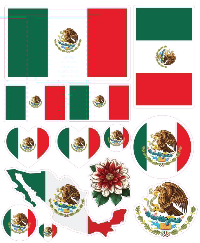 Mexico Flag Vinyl Decal Sticker for Car, Laptop, Tumbler and more # A018353-9.5" x 11.5"