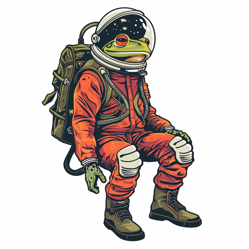 Sticker of a Frog astronaut majestic Expressive surreal Vinyl Decal Sticker for Car, Laptop, Tumbler and more # F016813
