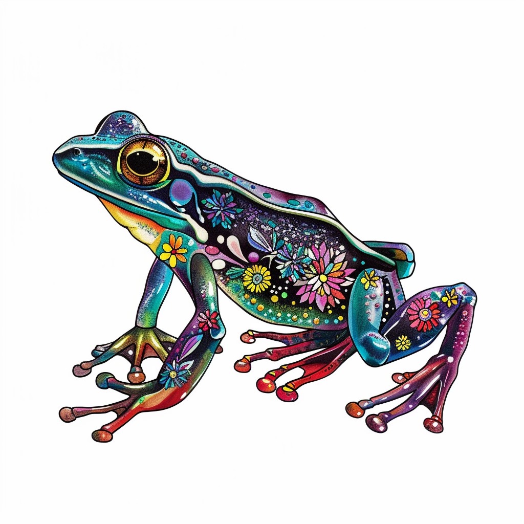 Sticker of a Frog majestic Expressive surreal Vinyl Decal Sticker for Car, Laptop, Tumbler and more # F015853