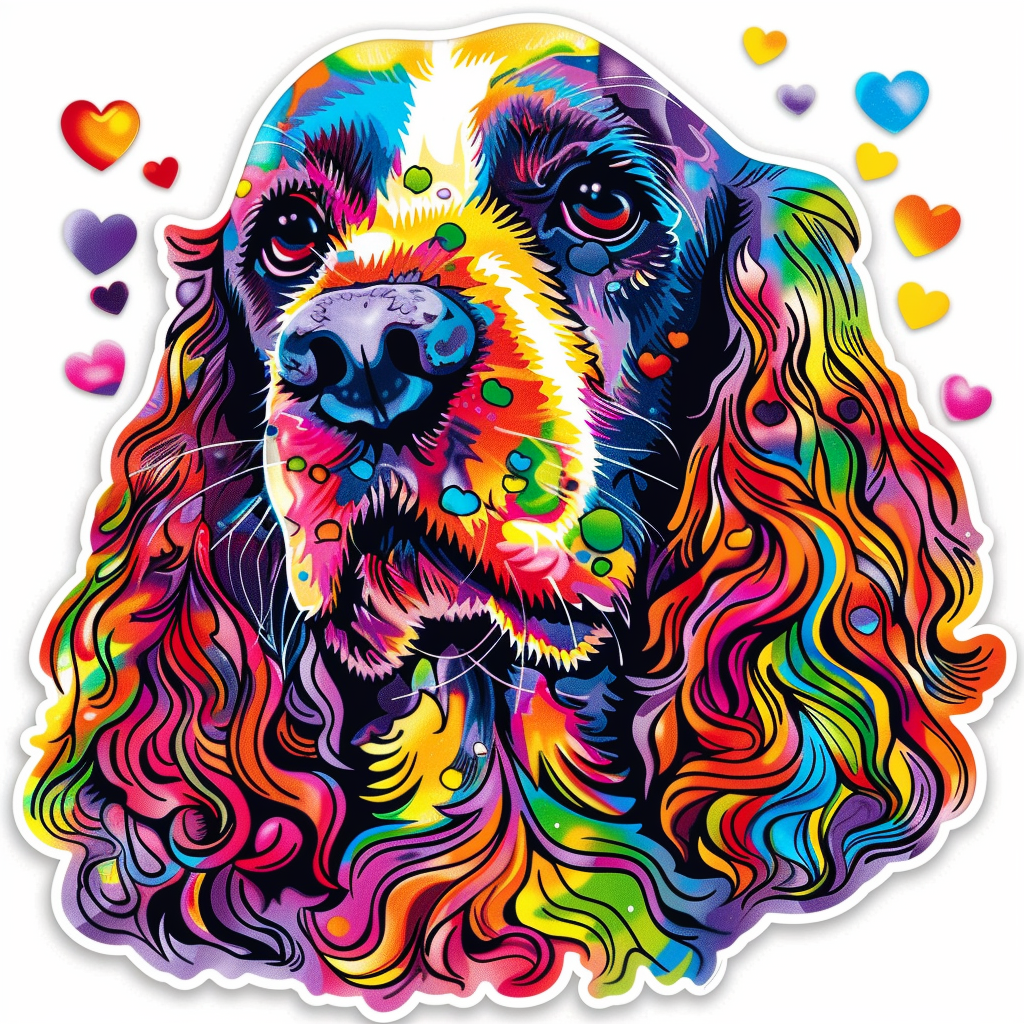 Cocker Spaniel Dog majestic Expressive surreal Vinyl Decal Sticker for Car, Laptop, Tumbler and more # F019702-4" x 4"