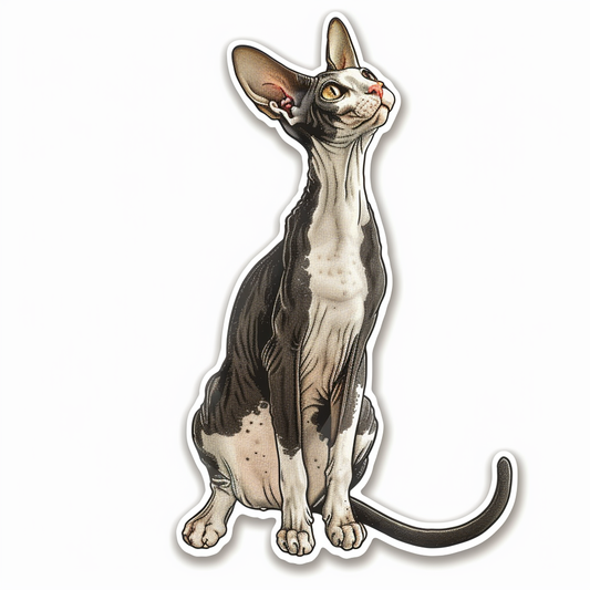 Adorable Cornish Rex Cat Expressive surreal Vinyl Decal Sticker for Car, Laptop, Tumbler and more # F021361-4" x 4"