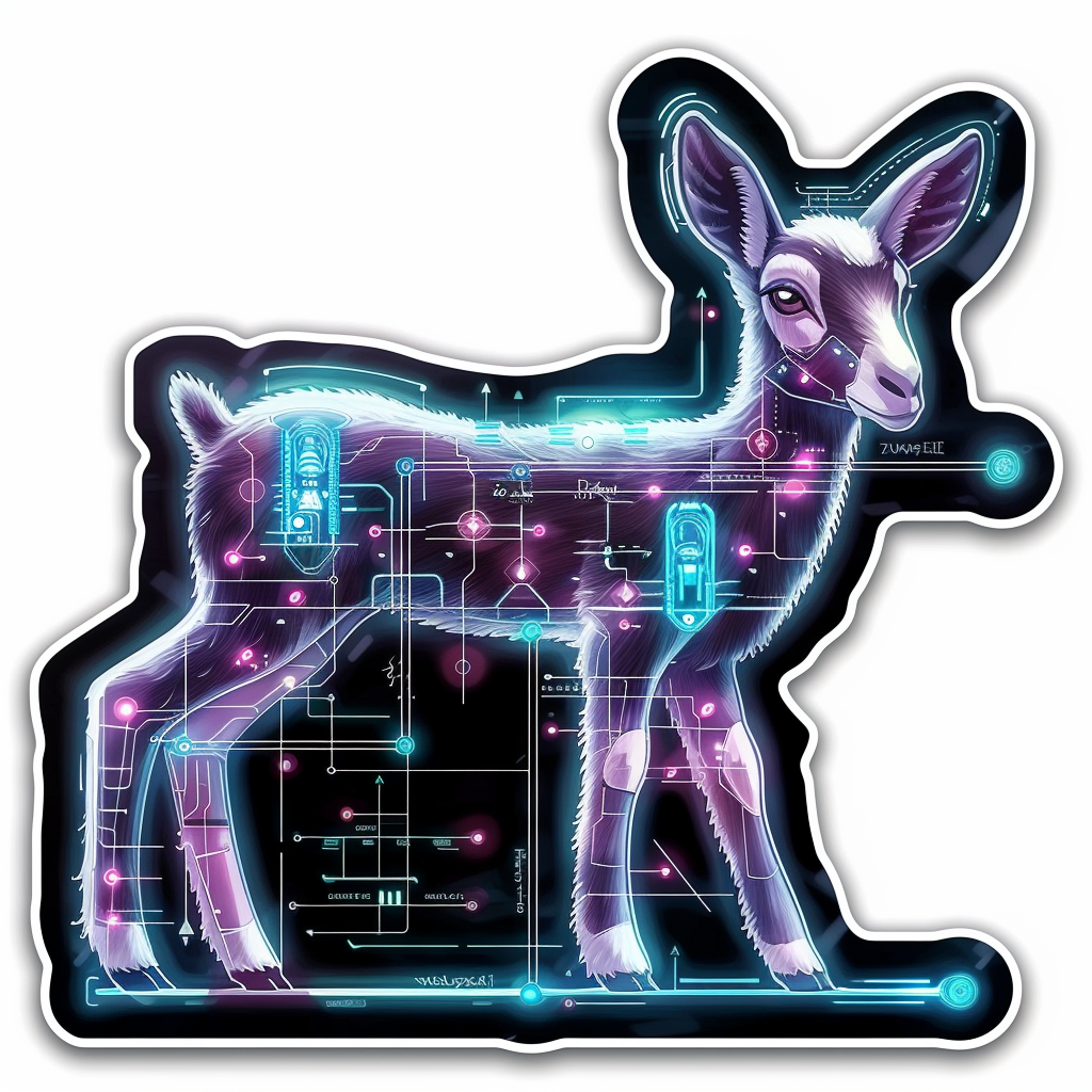 Goat cyber punk majestic Expressive surreal Vinyl Decal Sticker for Car, Laptop, Tumbler and more # F020605-4" x 4"