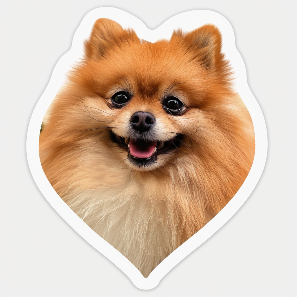 Sticker of a Pomeranian Dog majestic Expressive surreal Heartcore Vinyl Decal Sticker for Car, Laptop, Tumbler and more # F014048