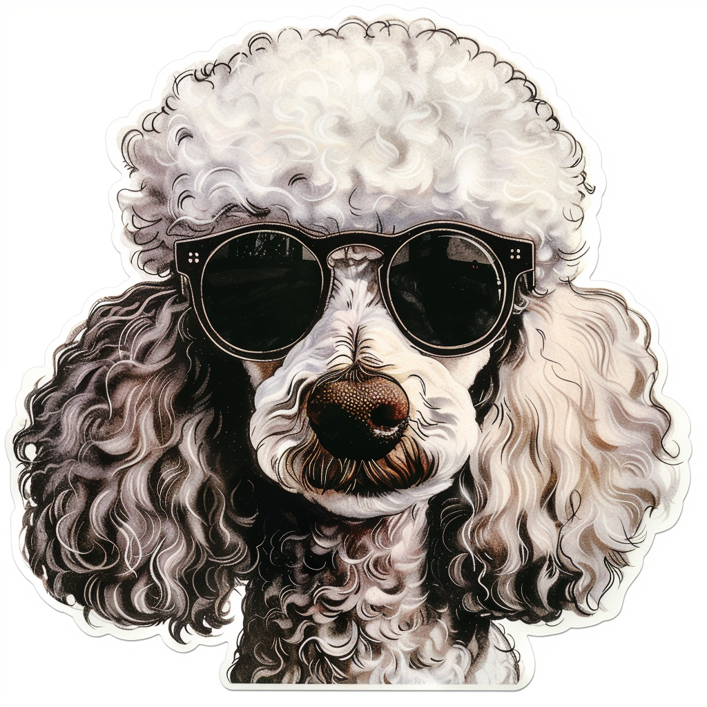 Poodle Dog wearing sunglasses Vinyl Decal Sticker for Car, Laptop, Tumbler and more # F012429