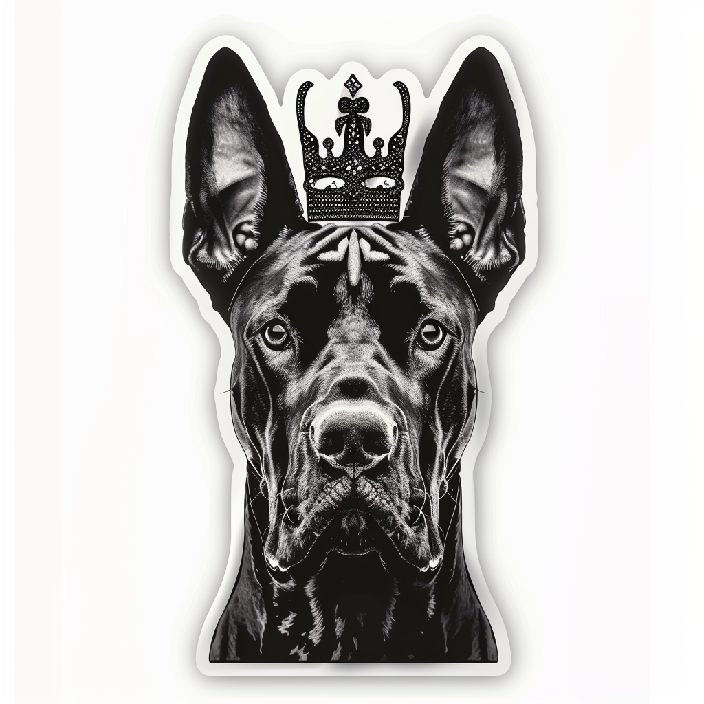 Great Dane Dog crowned majestic Expressive surreal Vinyl Decal Sticker for Car, Laptop, Tumbler and more # F017813