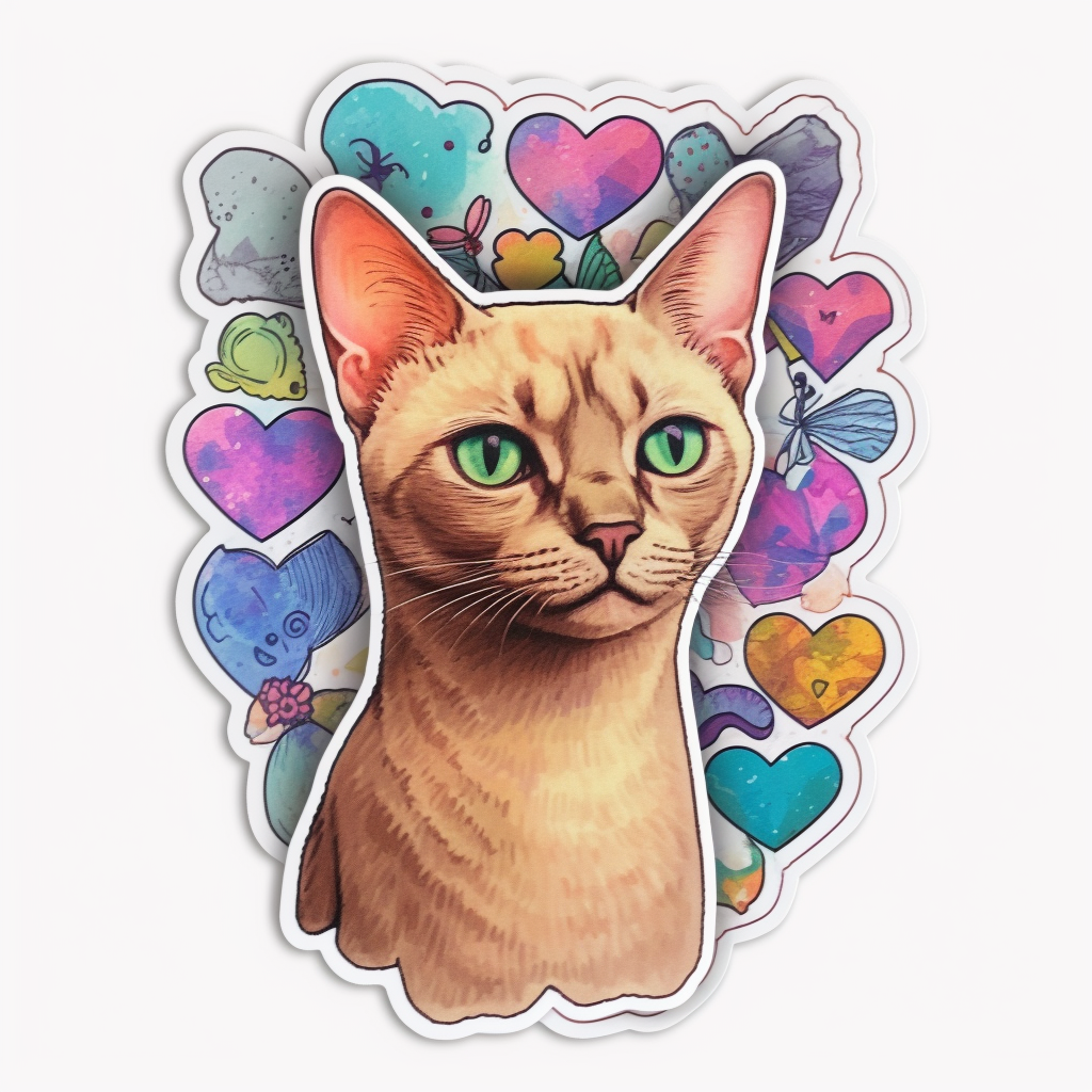 Burmese Cat Heartcore Vinyl Decal Sticker for Car, Laptop, Tumbler and more # F010713