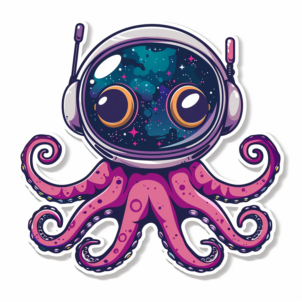 Sticker of a Cute and Adorable Octopus full body space suit Expressive surreal Vinyl Decal Sticker for Car, Laptop, Tumbler and more # F015917