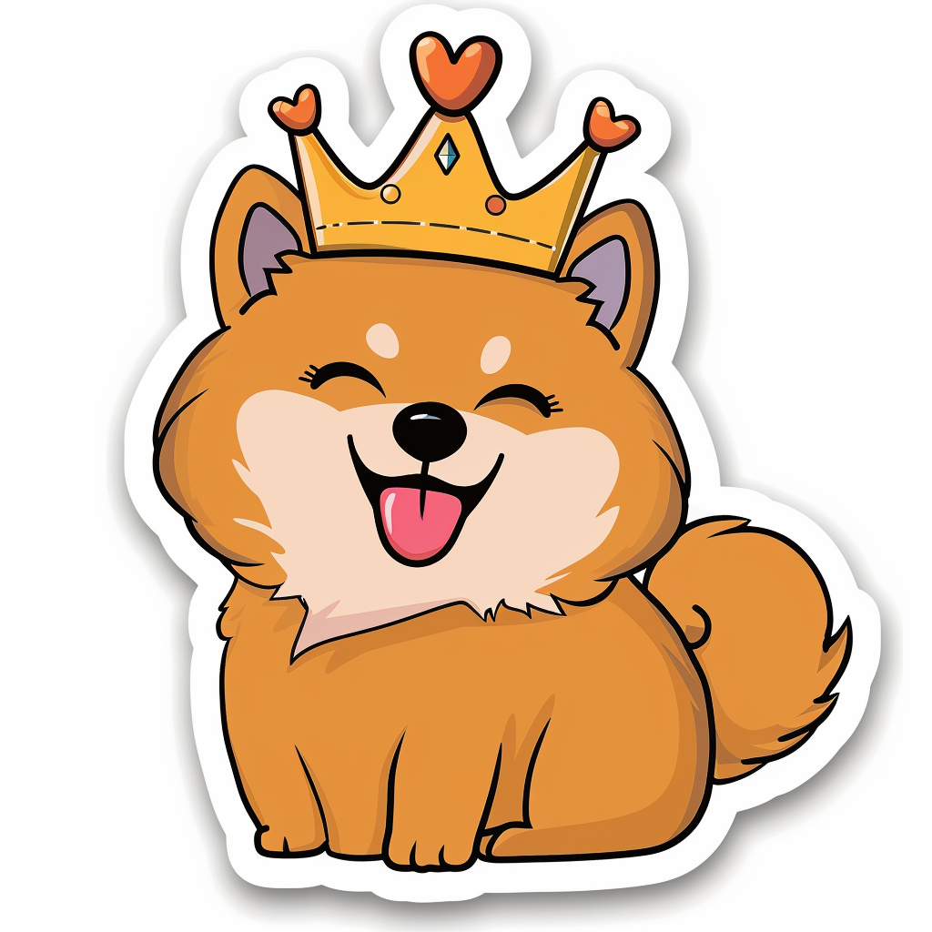 Sticker of a Pomeranian Dog crowned majestic Expressive surreal Vinyl Decal Sticker for Car, Laptop, Tumbler and more # F013913