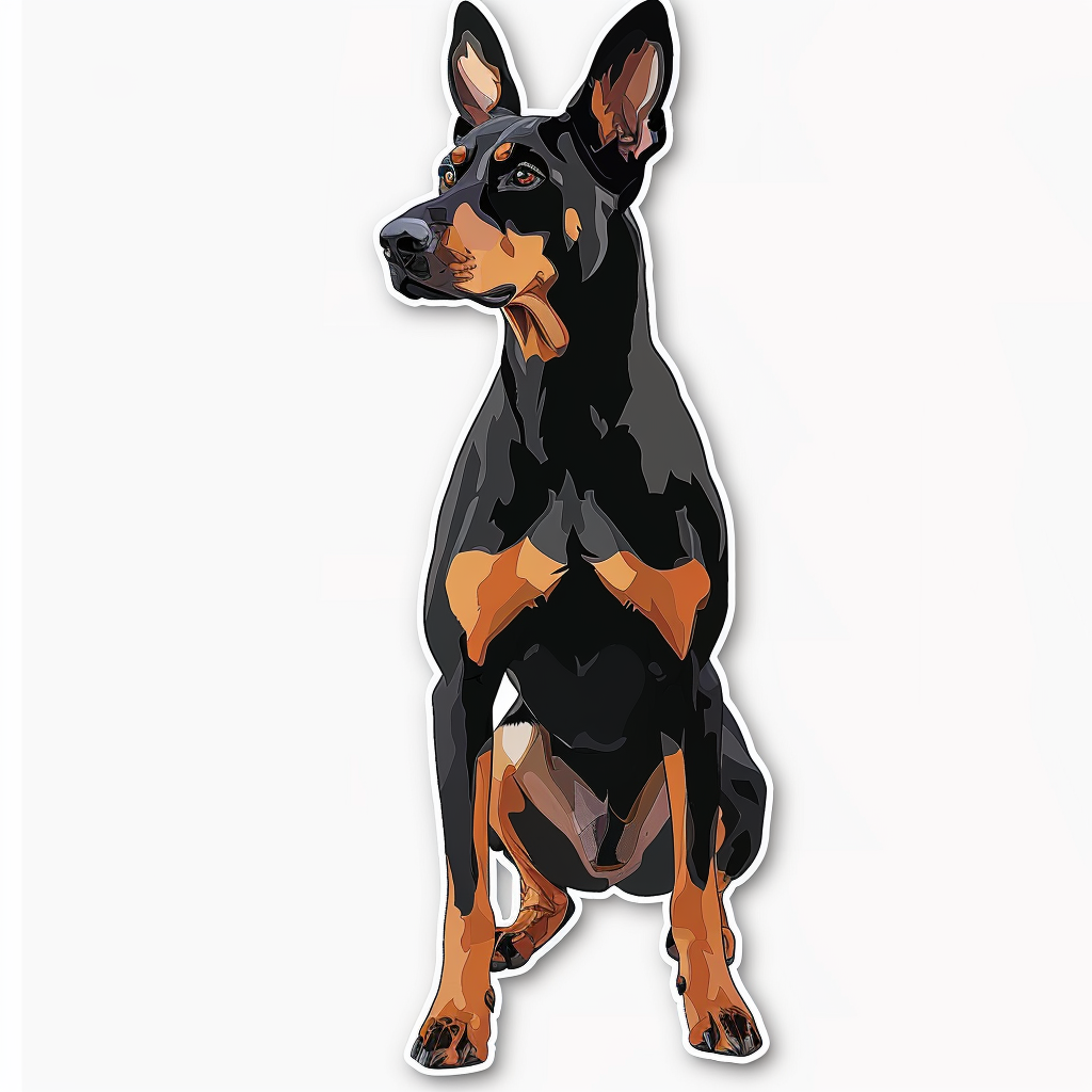 Sticker of a Doberman Pinscher Dog majestic Expressive surreal Vinyl Decal Sticker for Car, Laptop, Tumbler and more # F019271
