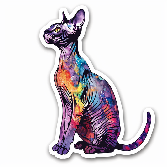 Adorable Cornish Rex Cat Expressive surreal Vinyl Decal Sticker for Car, Laptop, Tumbler and more # F021359-4" x 4"
