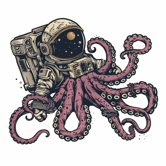 Sticker of an Octopus astronaut majestic Expressive surreal Vinyl Decal Sticker for Car, Laptop, Tumbler and more # F015395