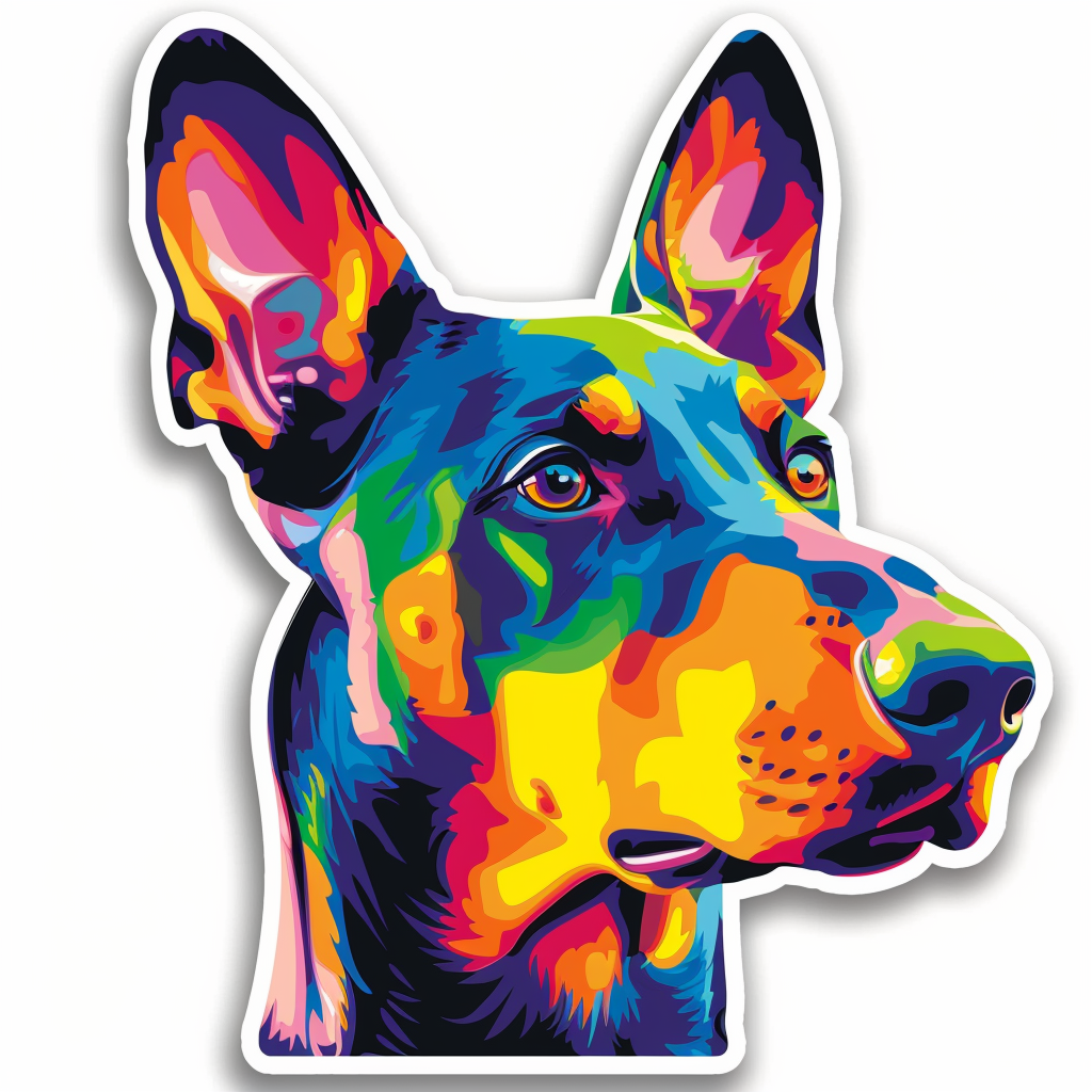 Sticker of a Doberman Pinscher Dog majestic Expressive surreal Vinyl Decal Sticker for Car, Laptop, Tumbler and more # F019232